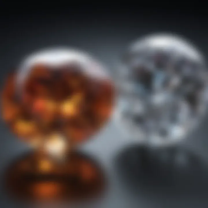 Comparison of diamond color grades displayed side by side