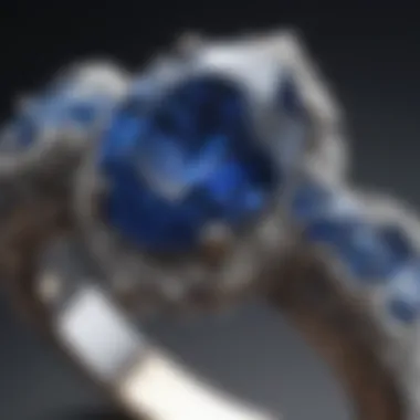 Close-up of a mesmerizing sapphire gemstone ring