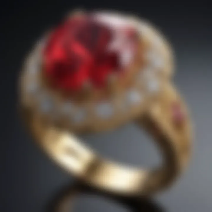 Luxurious gold ring with ruby gemstone