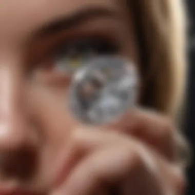 Exquisite diamond being examined by a jeweler