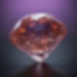 Diamond under ultraviolet light revealing fluorescence patterns