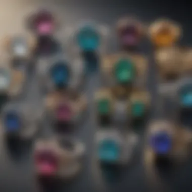 Diverse Ring Selection Various rings with different designs and gemstones