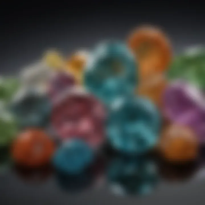 Visual comparison of vericite with other gemstones for identification purposes