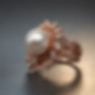 Vintage Rose Gold Ring with Lustrous Pearls