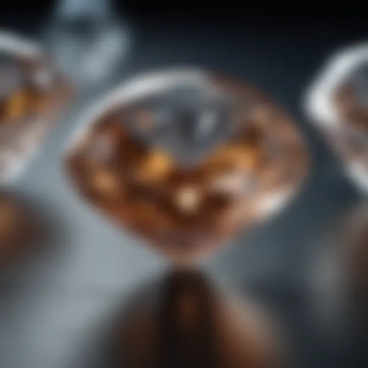 Close-up of high-quality synthetic diamonds with brilliant sparkle