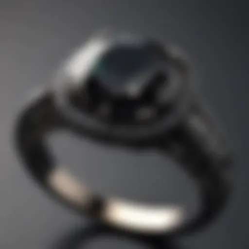 Close-up of a black diamond ring showcasing its unique brilliance