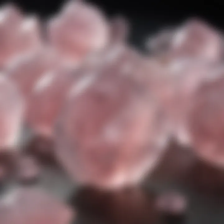 Close-up of high-quality rose quartz specimens