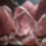 Natural rose quartz crystals in their geological environment