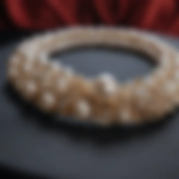 Elegant pearl necklace displayed on a velvet background