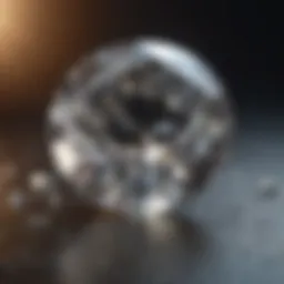 Close-up of a diamond under a magnifying glass