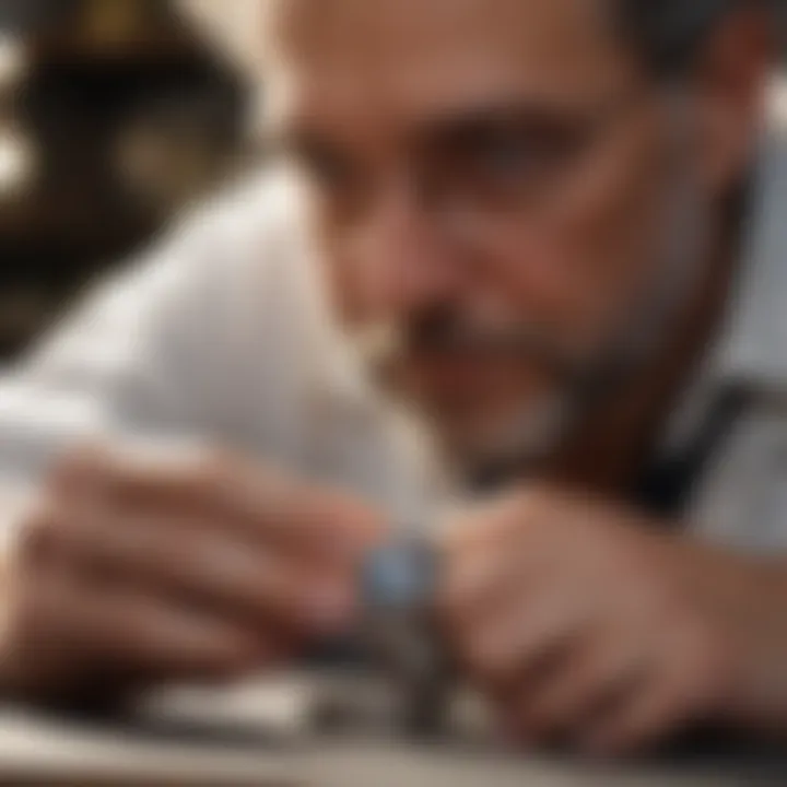 A skilled jeweler working meticulously on a ring