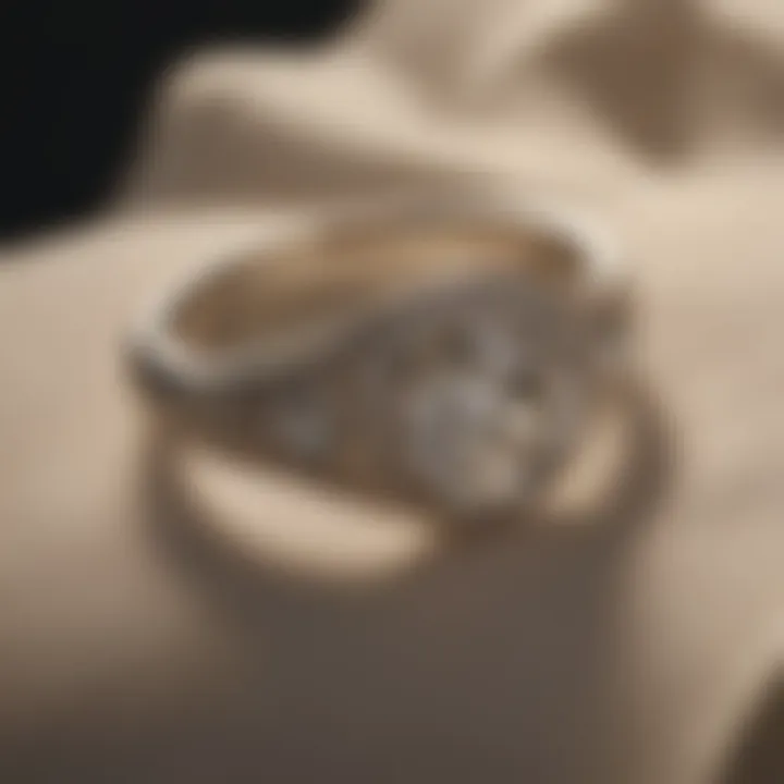 Elegant wedding ring on a lavish cushion.