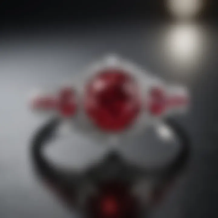 Ruby Side Stone Engagement Ring Set in White Gold