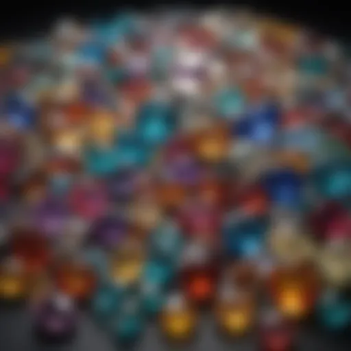 Diverse assortment of gemstones in a wholesale setting