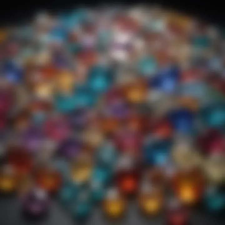 Diverse assortment of gemstones in a wholesale setting