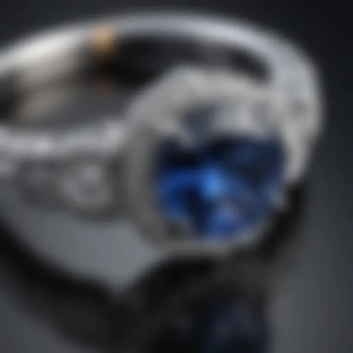 Stunning Winston engagement ring featuring an elegant sapphire center stone